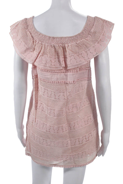 Christopher Fischer Women Cardigan Pink Sleeveless Round Neck Geometric Size L