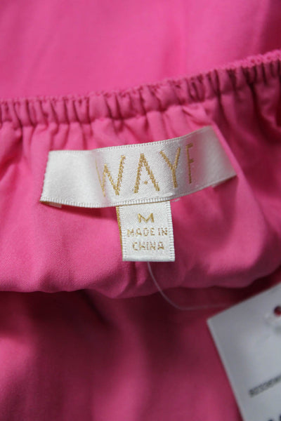 Wayf Women Fit & Flare Sundress Pink Square Neck Short Sleeve Tie Waist Size M