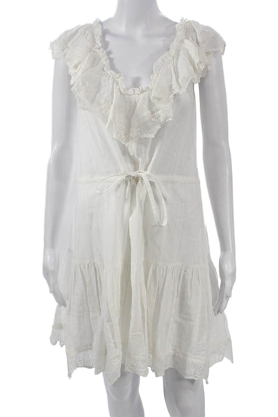 Rebecca Taylor Womens Sundress White Cotton Sleeveless Knee Length Size 4