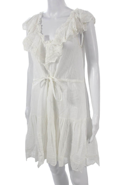 Rebecca Taylor Womens Sundress White Cotton Sleeveless Knee Length Size 4
