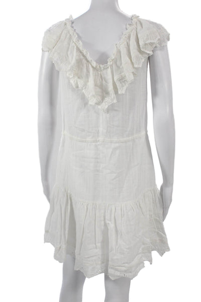Rebecca Taylor Womens Sundress White Cotton Sleeveless Knee Length Size 4