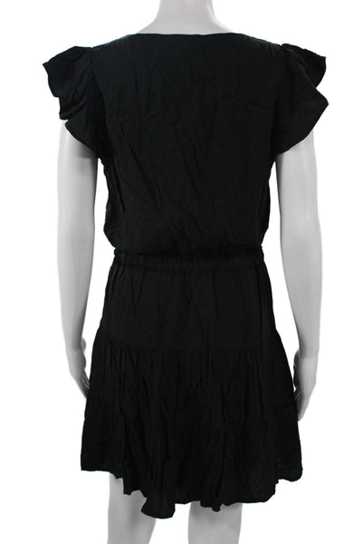 Paige Womens Mini Sundress Black V-Neck Short Sleeve Rayon Size M