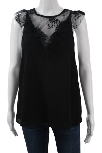 Wayf Womens Black Sleeveless Gothic Round Neck Polyester Blouse Size S