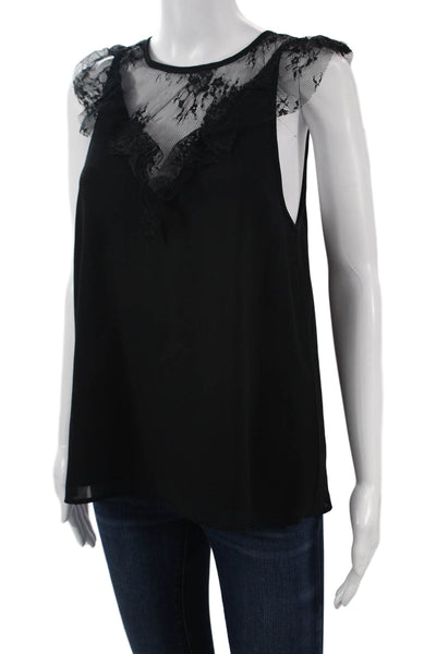 Wayf Womens Black Sleeveless Gothic Round Neck Polyester Blouse Size S