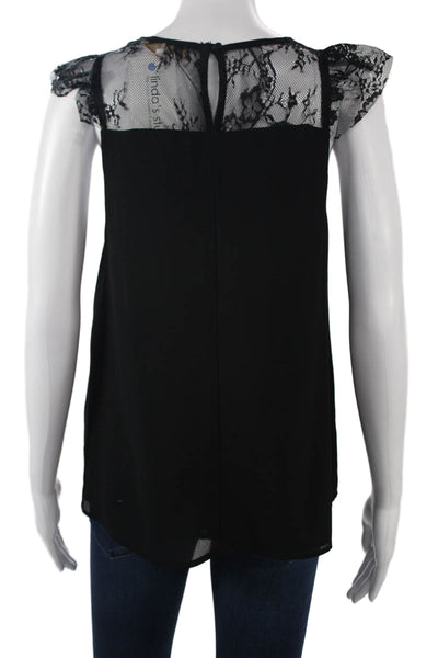 Wayf Womens Black Sleeveless Gothic Round Neck Polyester Blouse Size S