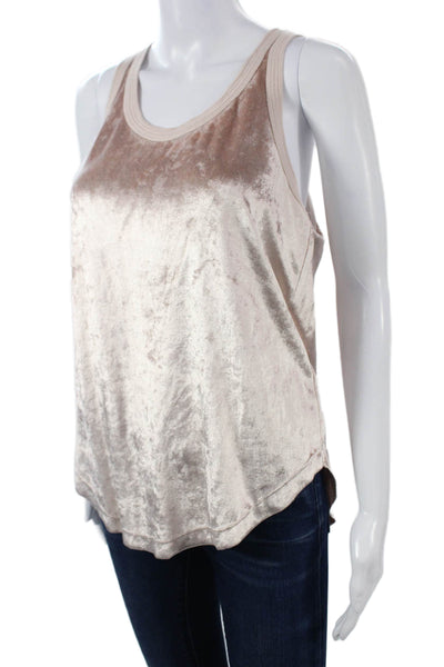 Wilt Womens Beige Basic Tank Round Neck Sleeveless Top Size S