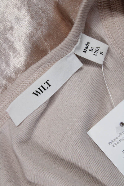Wilt Womens Beige Basic Tank Round Neck Sleeveless Top Size S