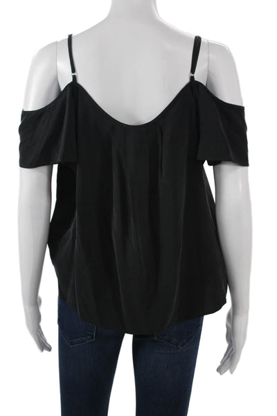 Joie Women Silk V-Neck Short Sleeve Blouse Black Designer Size S