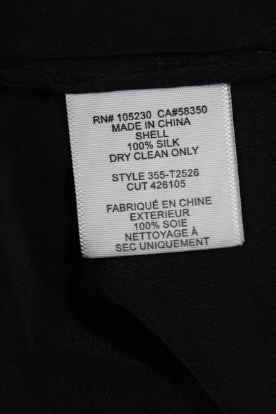 Joie Women Silk V-Neck Short Sleeve Blouse Black Designer Size S