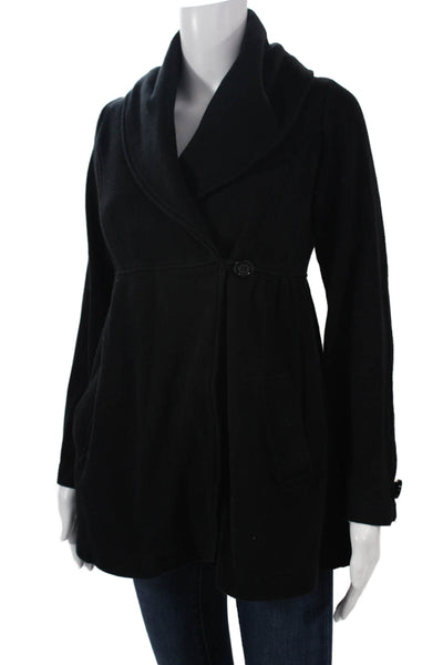 525 America Womens Classic Black Button Coat Long Sleeve Size M
