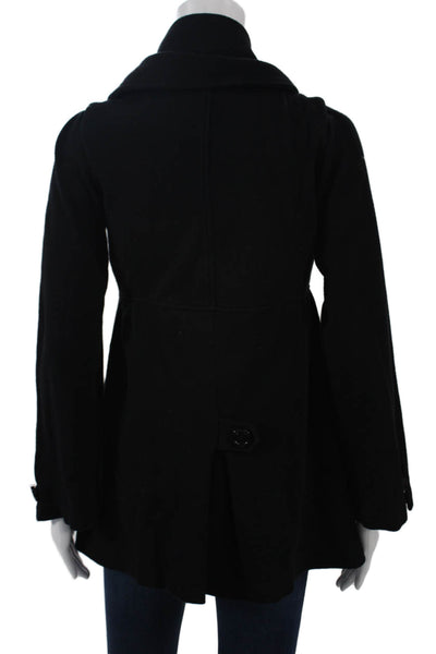 525 America Womens Classic Black Button Coat Long Sleeve Size M