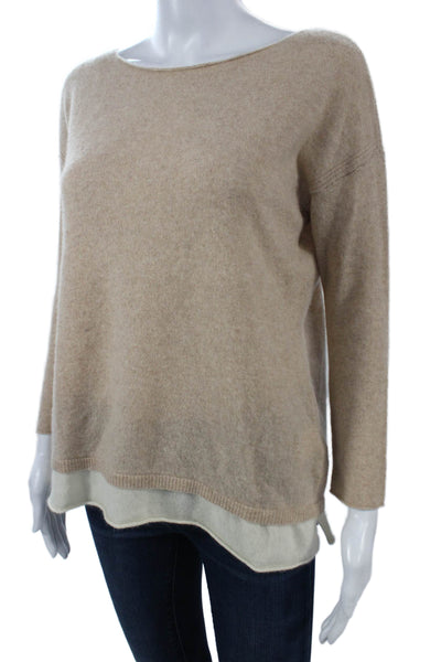 Joie Womens Beige Cashmere Pullover Sweater Round Neck 3/4 Sleeve Size S