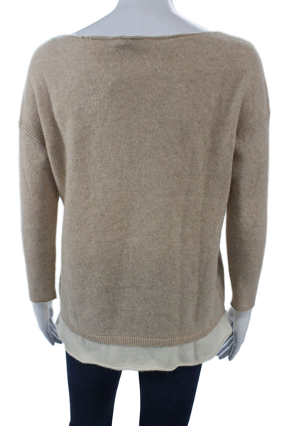 Joie Womens Beige Cashmere Pullover Sweater Round Neck 3/4 Sleeve Size S