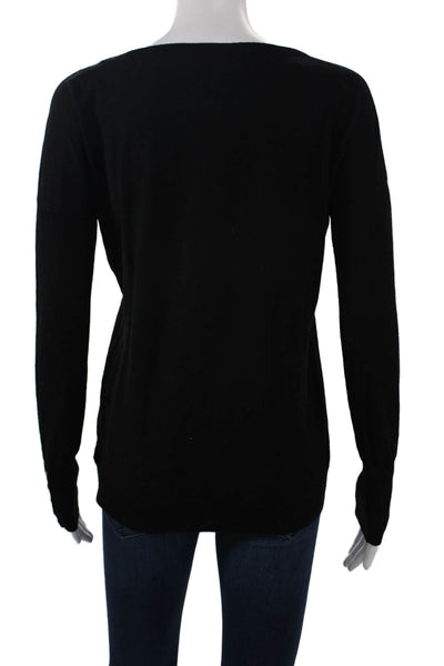 Theory Women Black Wool Blend Button Pullover Sweater Long Sleeve Size S