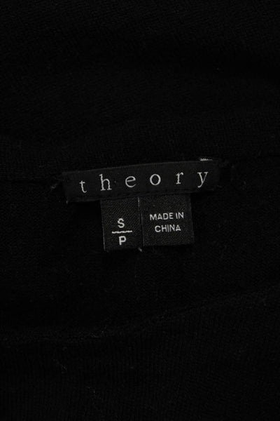 Theory Women Black Wool Blend Button Pullover Sweater Long Sleeve Size S