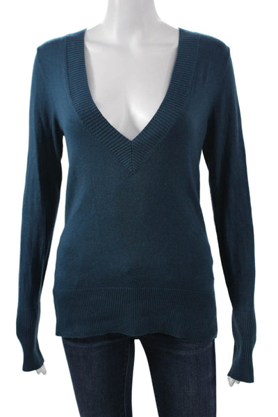 Banana Republic Women Pullover V-Neck Dark Blue Long Sleeve Sweater Size M