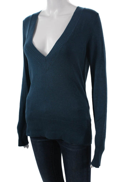 Banana Republic Women Pullover V-Neck Dark Blue Long Sleeve Sweater Size M