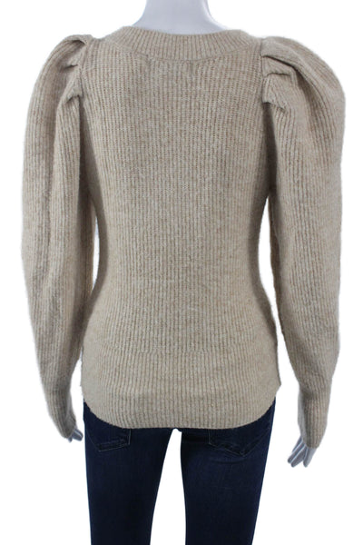 DH New York Womens Pullover V-Neck Beige Long Sleeve Sweater Size XS
