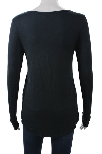 Feel The Piece Women Basic Button Up Long Sleeve Black Top Micro Modal Size XS
