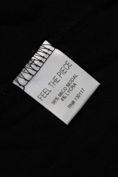 Feel The Piece Women Black V Neck Long Sleeve Button Up Top MicroModal Size XS
