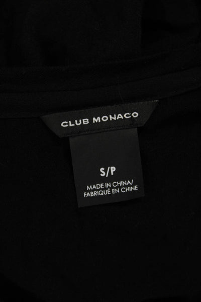 Club Monaco Women Black Viscose Boho Round Neck Top Petites Size S