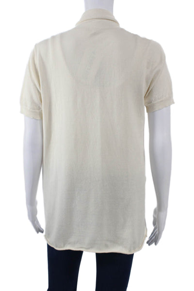J Crew Women Cardigan Beige Cotton Short Sleeve Solid Size M