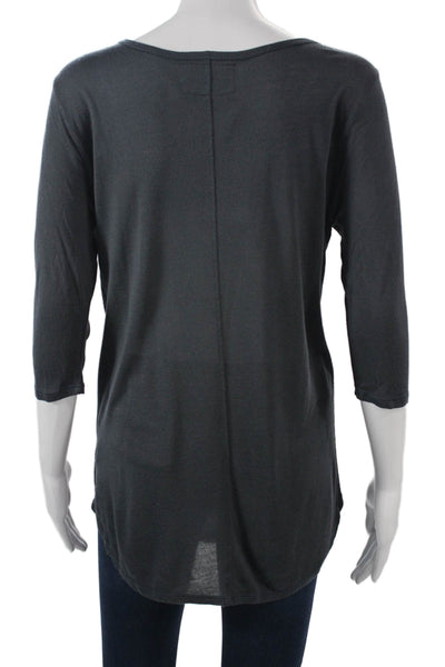 Nation LTD Womens Tunic Dark Gray Round Neck 3/4 Sleeve Modal Size One Size