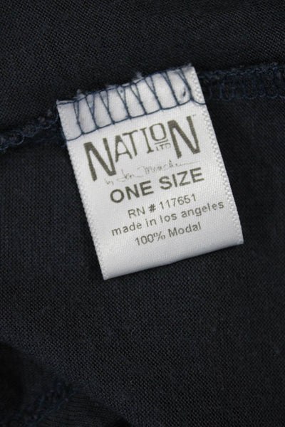 Nation LTD Womens Tunic Dark Gray Round Neck 3/4 Sleeve Modal Size One Size
