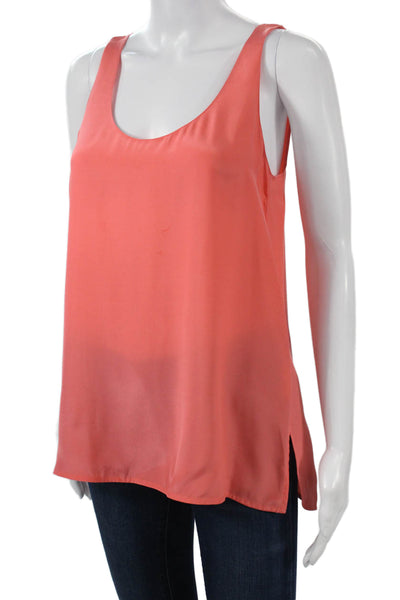 Vince Womens Silk Sleeveless Camisole Pink Round Neck Petite Size S