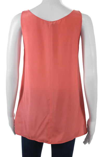 Vince Womens Silk Sleeveless Camisole Pink Round Neck Petite Size S