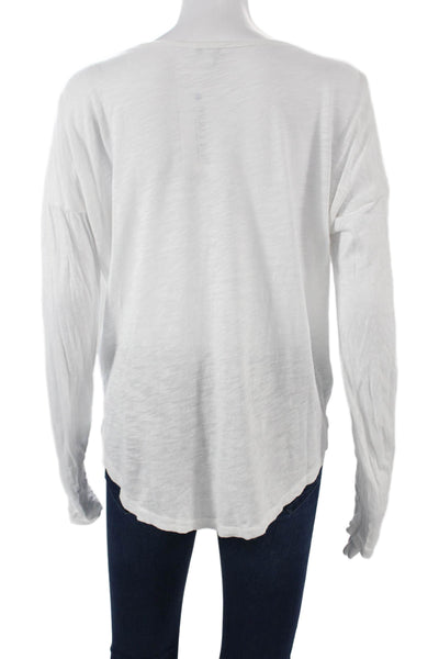 Splendid Womens White Basic Long Sleeve Round Neck T Shirt Size S