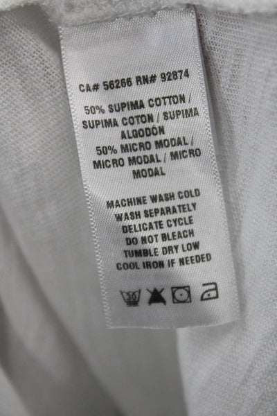 Splendid Womens White Basic Long Sleeve Round Neck T Shirt Size S