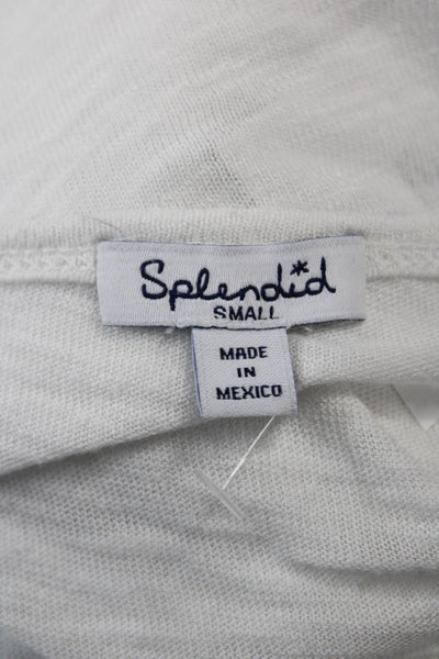 Splendid Womens White Basic Long Sleeve Round Neck T Shirt Size S