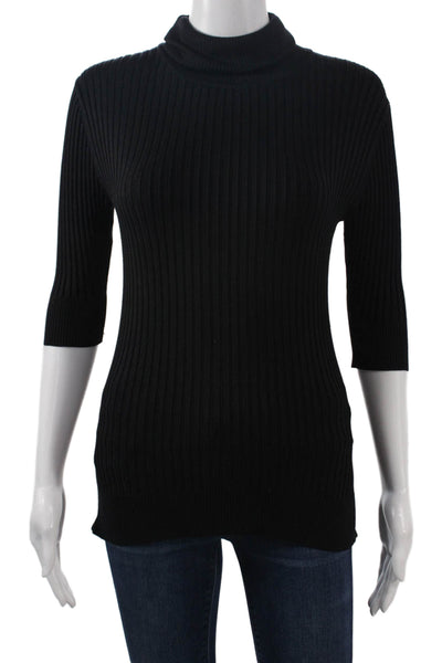 INC International Concepts Womens Black Striped Mockneck Pullover 3/4slv Size S