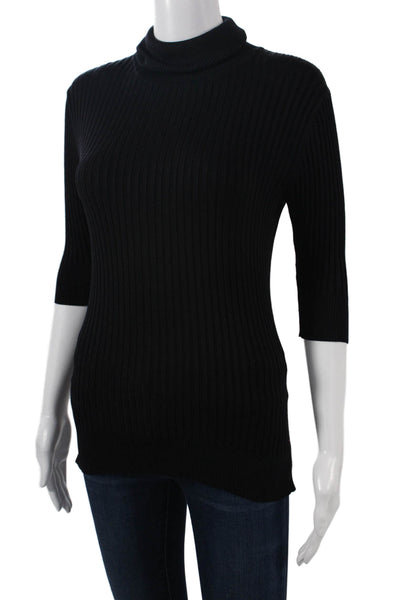 INC International Concepts Womens Black Striped Mockneck Pullover 3/4slv Size S