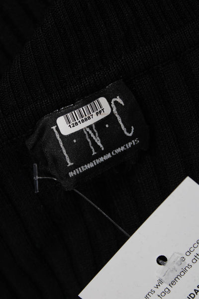 INC International Concepts Womens Black Striped Mockneck Pullover 3/4slv Size S