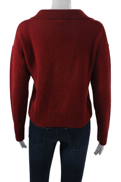 Bella Dahl Women Pullover Sweater V Neck Red Wool Cashmere Long Sleeve Size XS