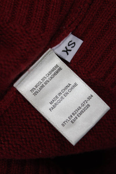 Bella Dahl Women Pullover Sweater V Neck Red Wool Cashmere Long Sleeve Size XS