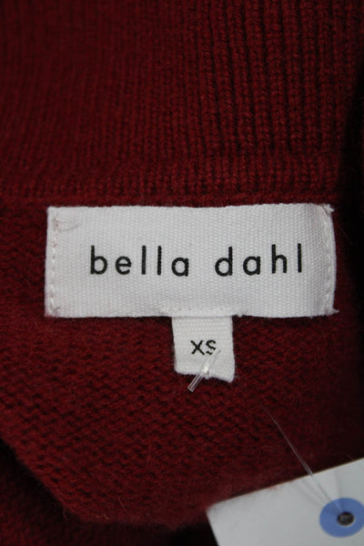 Bella Dahl Women Pullover Sweater V Neck Red Wool Cashmere Long Sleeve Size XS