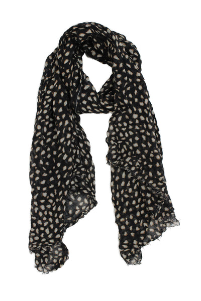J. Mclaughlin Womens Spotted Neck Scarf Black Size 32X13"