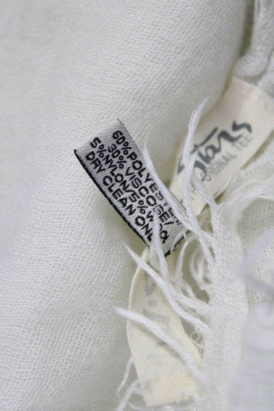 Michael Stars Womens Fringe Trim Square Scarf White Size 50X50"