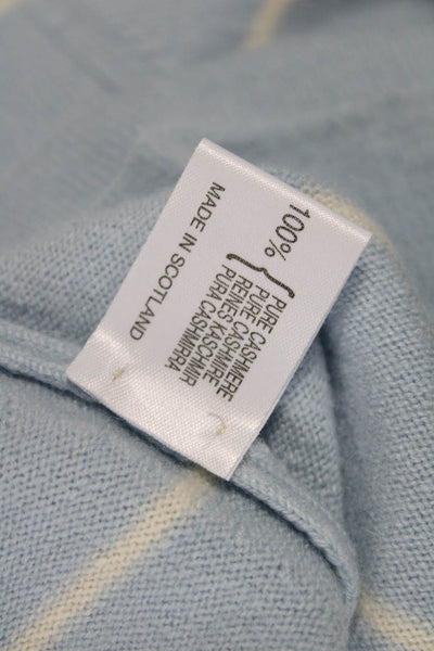 Gillian Hunter Cashmere Women Striped Crewneck Pullover Light Blue Size M