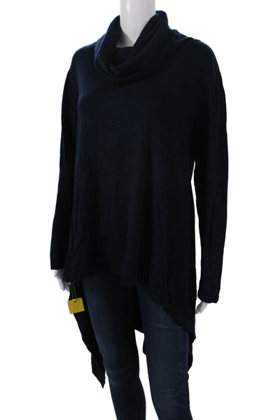 Sophy Curson Women Turtleneck Pullover Dark Blue Long Sleeve Size S