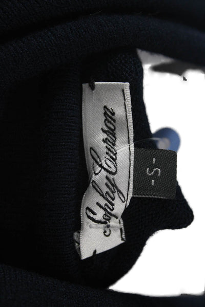 Sophy Curson Women Turtleneck Pullover Dark Blue Long Sleeve Size S