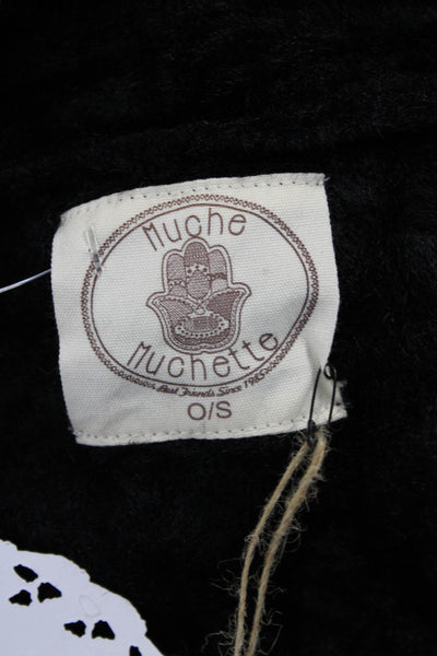 Muche Et Muchette Womens Coatigan Black V Neck Nylon Long Sleeve Size One Size