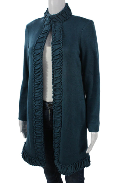 Pure Essence Womens Coatigan Dark Blue High Neck Long Sleeve Size XS