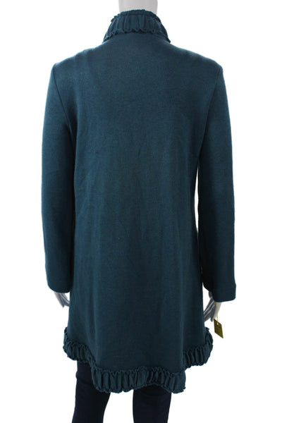 Pure Essence Womens Coatigan Dark Blue High Neck Long Sleeve Size XS