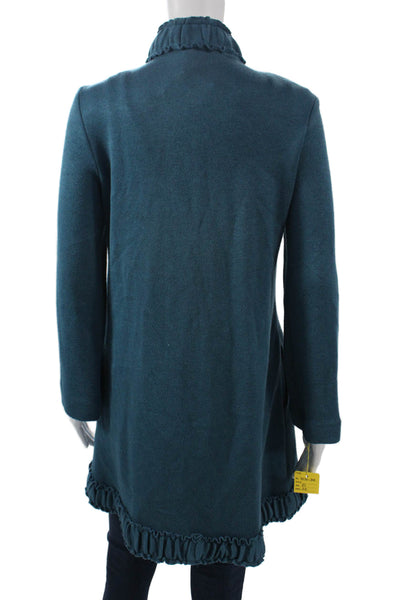 Pure Essence Womens Blue High Neck Long Sleeve Coatigan Size S