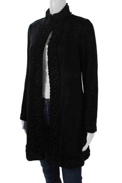 Pure Essence Womens Black High Neck Long Sleeve Coatigan Size XS