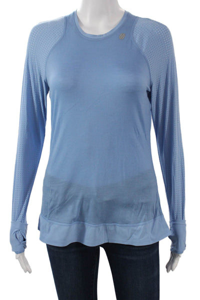 Sweaty Betty Women Basic Crew Neck Light Blue Merino Long Sleeve Top Size S